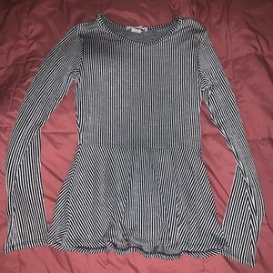 Long sleeve black and white stripe shirt